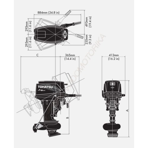 Лодочный мотор Tohatsu M25H JET 25 л.с. двухтактный