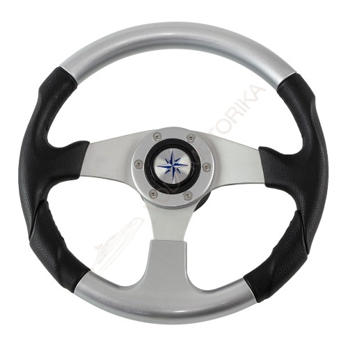 Рулевое колесо EVO MARINE 2 обод черный, спицы серебряные д. 330 мм Volanti Luisi