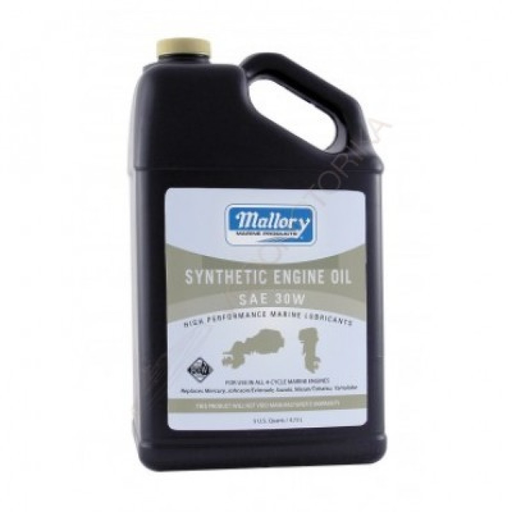 Синтетическое моторное масло Mallory Marine 30W "GOLD" для 4-тактных двигателей, 4.73 л