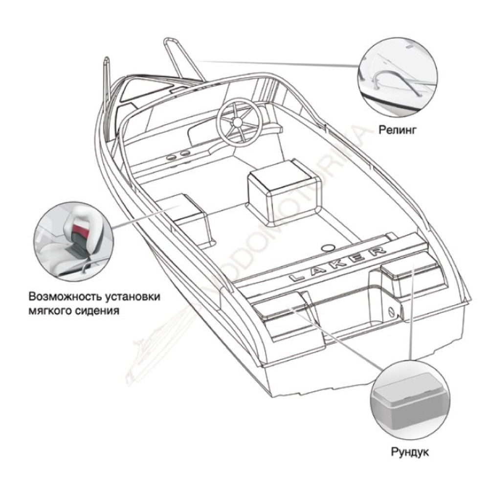 Стеклопластиковая лодка NISSAMARAN Laker V 450 ( с креслами и реллингами )