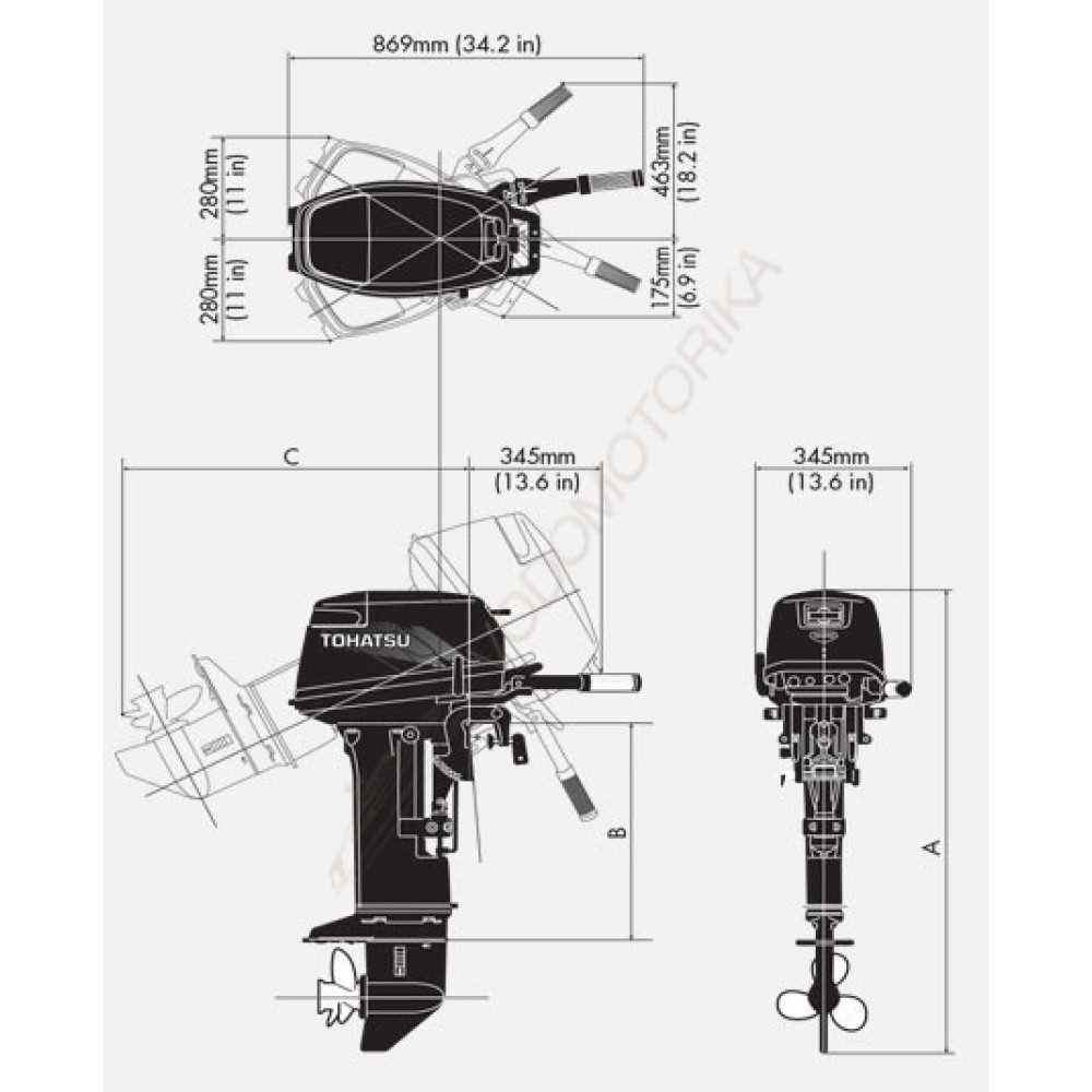 Лодочный мотор Tohatsu M 18 S (18 л.с. двухтактный)