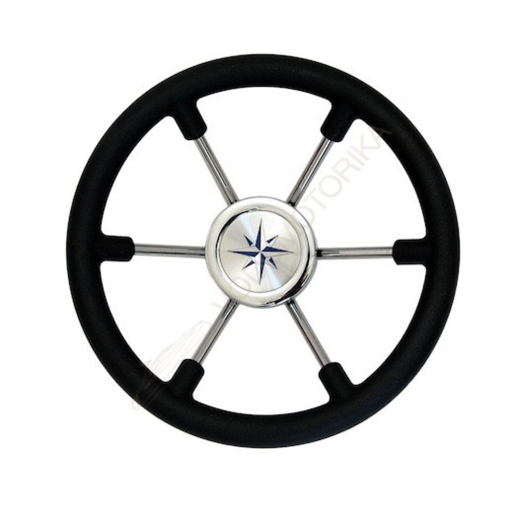 Рулевое колесо LEADER PLAST черный обод серебряные спицы д. 330 мм Volanti Luisi