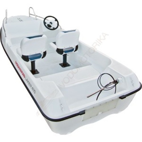 Лодка LAKER 410 пластиковая моторно-гребная белая с креслами и консолью