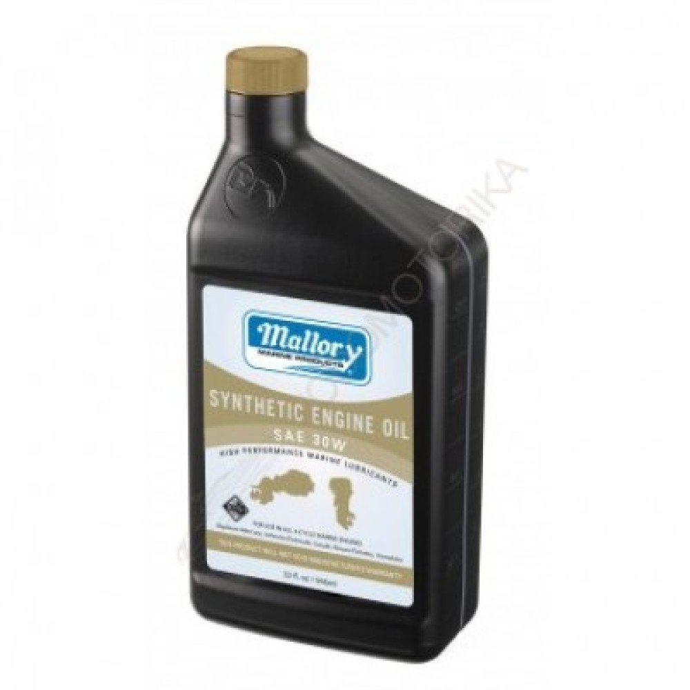 Синтетическое моторное масло Mallory Marine 30W "GOLD" для 4-тактных двигателей, 0.946 л